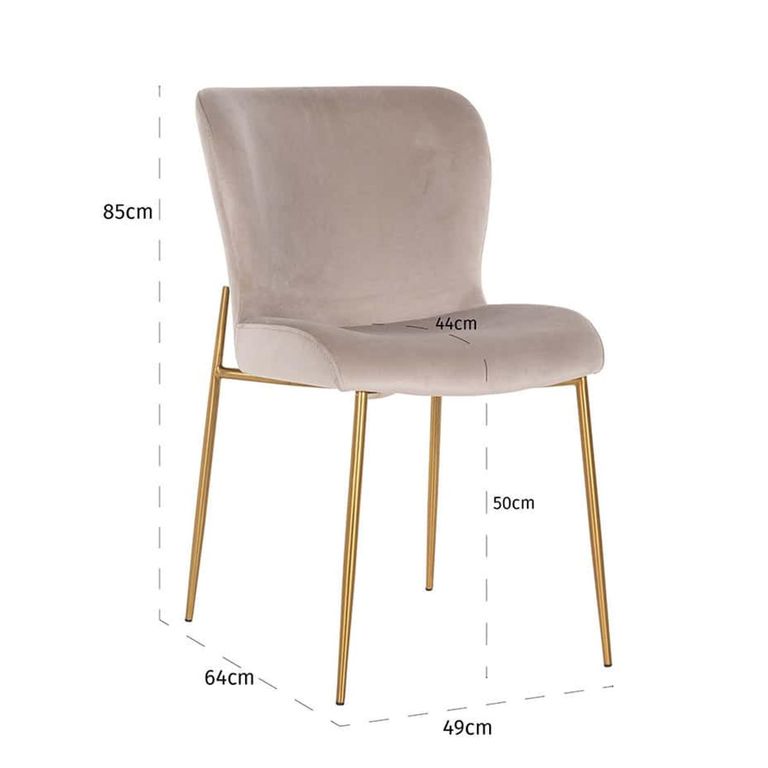 Odessa Dining Chair - Set of 2 - Sand and Gold - Fabric and Metal