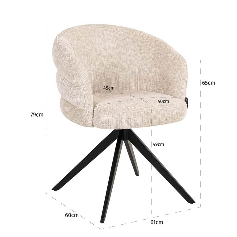 Serenity Swivel Dining Armchair - Niagara Beige - Fabric and Metal