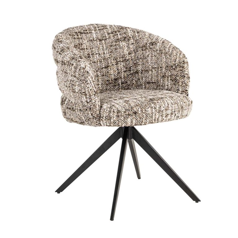 Serenity Swivel Dining Armchair - Omara Brown - Fabric and Metal