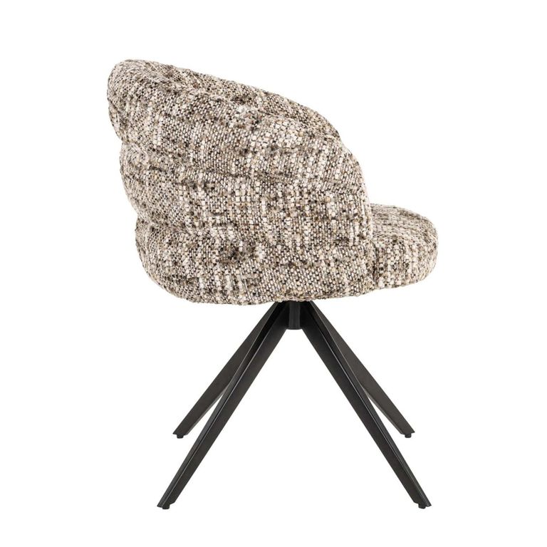 Serenity Swivel Dining Armchair - Omara Brown - Fabric and Metal