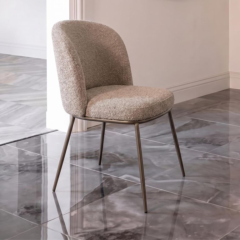 Elvi Dining Chair - Set of 2 - Mocca Chunky - Fabric and Metal