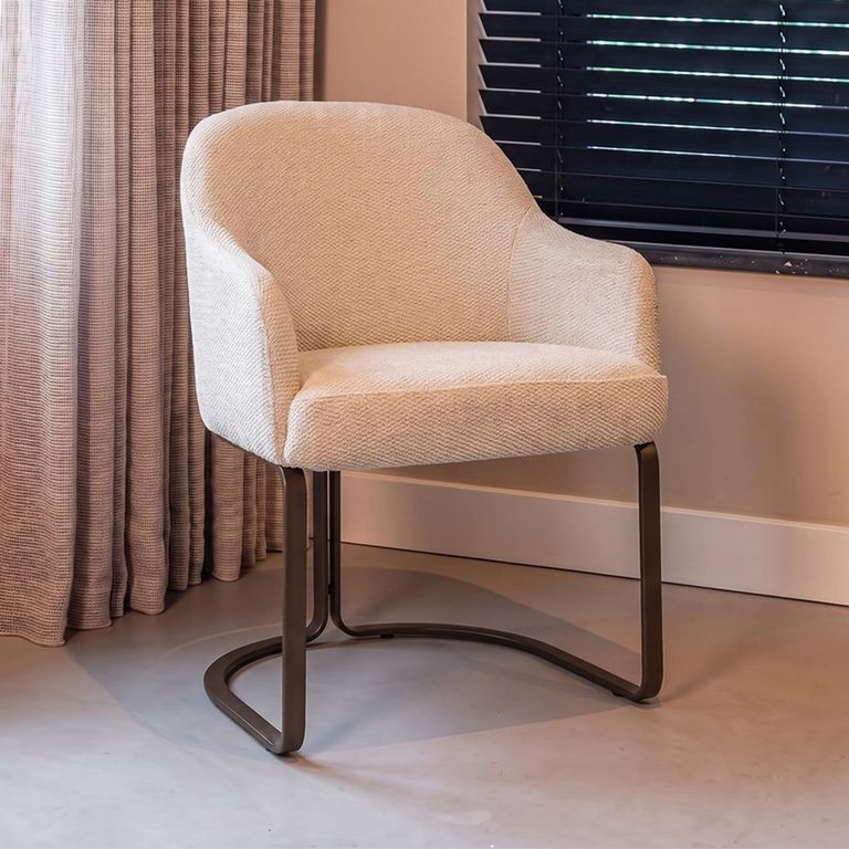 Hadley Dining Armchair - Cantilever Base - Natural Boldweave - Fabric and Metal