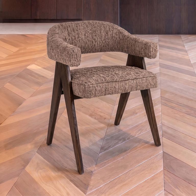 Mori Dining Chair - Mocca Linear - Fabric and Wood