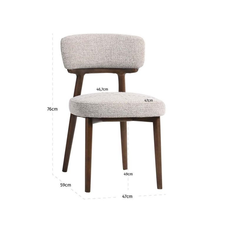 Basker Dining Chair - Fancy Natural - Fabric and Wood