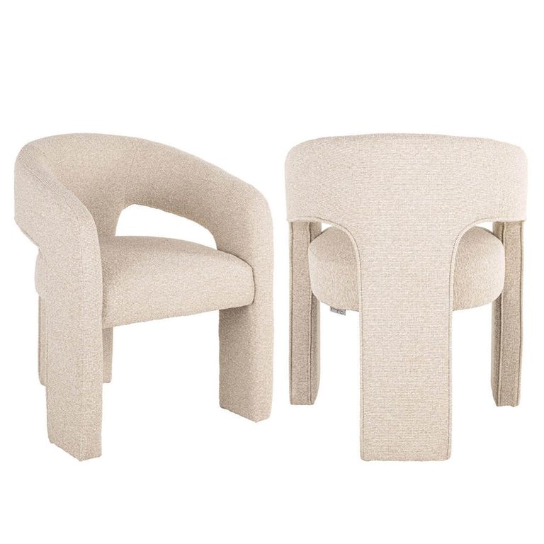 Belle Dining Chair - Curved Back - Biscotti - Fabric
