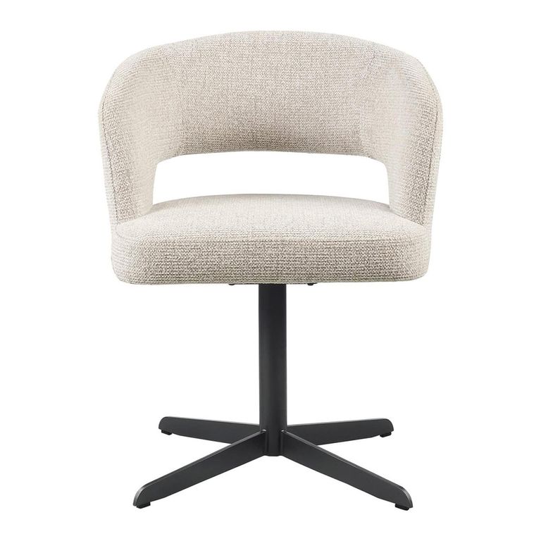 Blanca Swivel Dining Chair - Curved Back - Fancy Natural - Fabric and Metal
