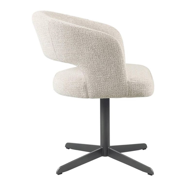 Blanca Swivel Dining Chair - Curved Back - Fancy Natural - Fabric and Metal