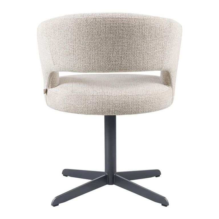 Blanca Swivel Dining Chair - Curved Back - Fancy Natural - Fabric and Metal