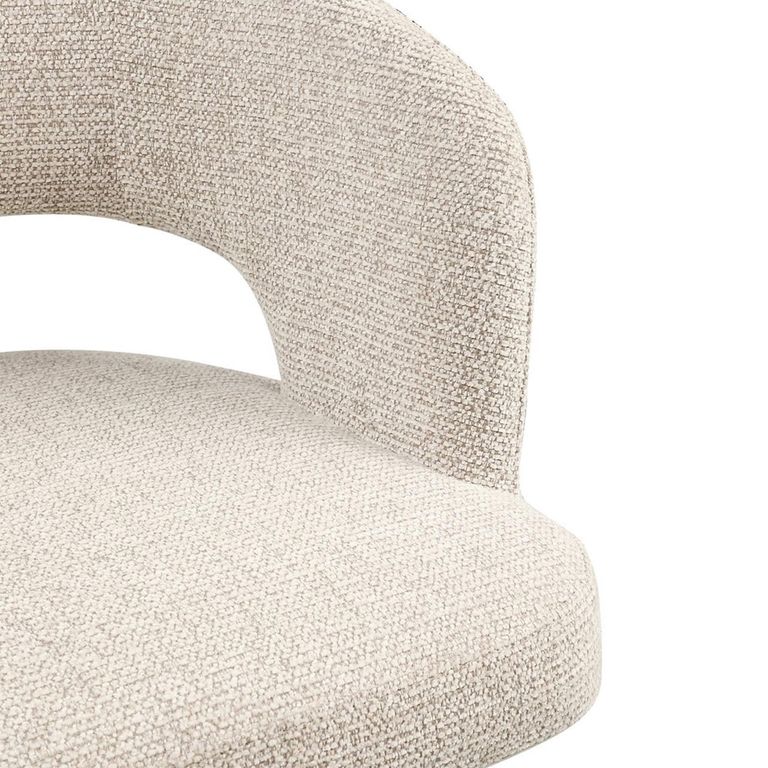 Blanca Swivel Dining Chair - Curved Back - Fancy Natural - Fabric and Metal