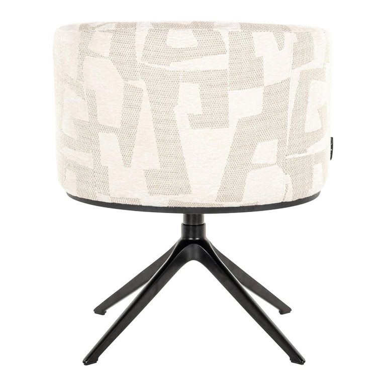 Cheyenne Beige Fabric Graffic Swivel Dining Chair with Black Legs