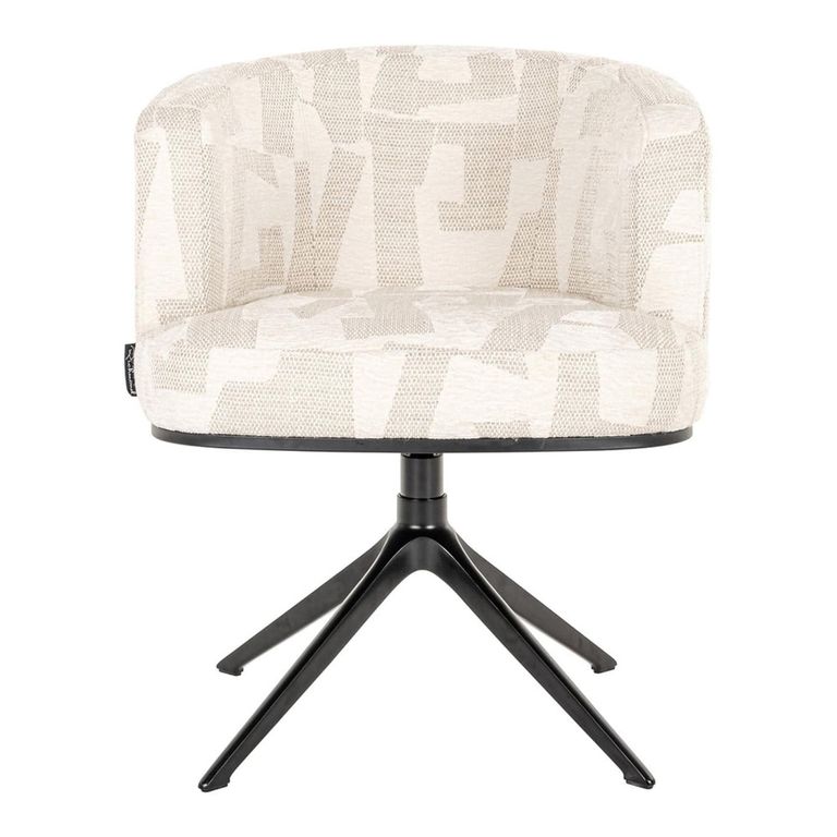 Cheyenne Beige Fabric Graffic Swivel Dining Chair with Black Legs