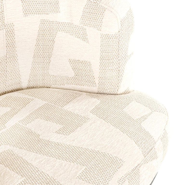 Cheyenne Beige Fabric Graffic Swivel Dining Chair with Black Legs