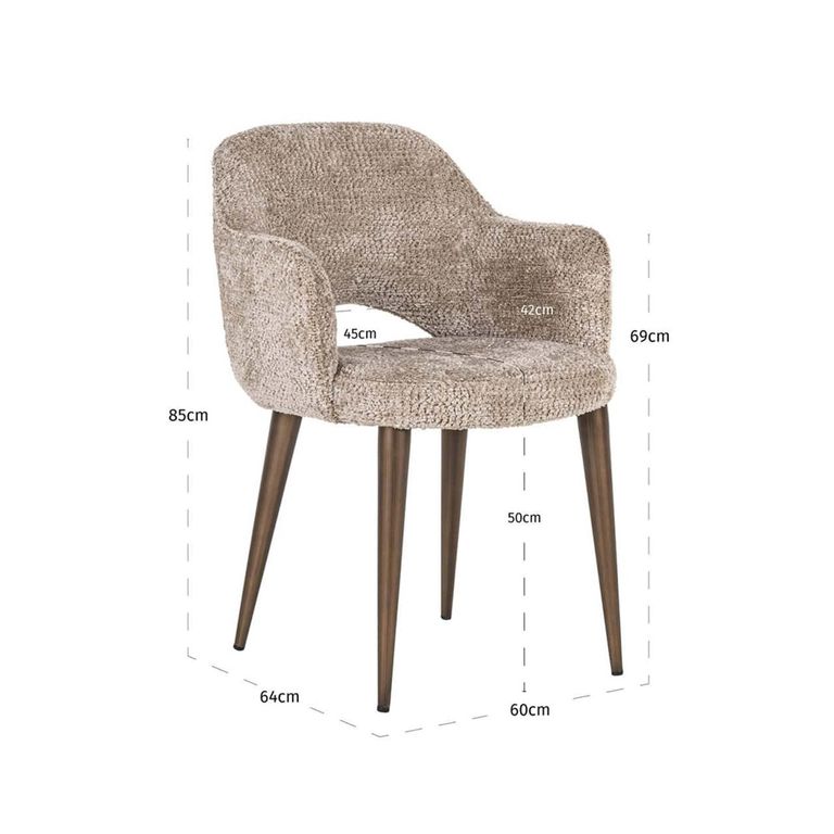Delphina Dining Armchair - Lovely Nature - Fabric and Metal