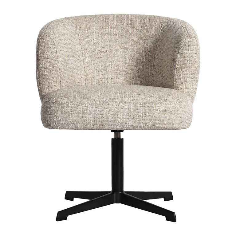 Dinan Swivel Dining Chair - Cream Tweed - Fabric and Metal