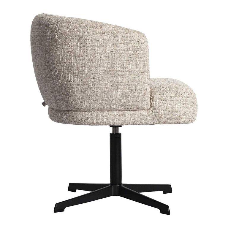 Dinan Swivel Dining Chair - Cream Tweed - Fabric and Metal