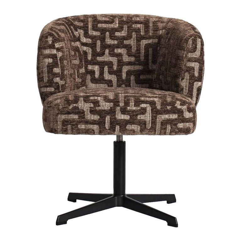 Dinan Swivel Dining Chair - Labyrinth - Brown - Fabric and Metal