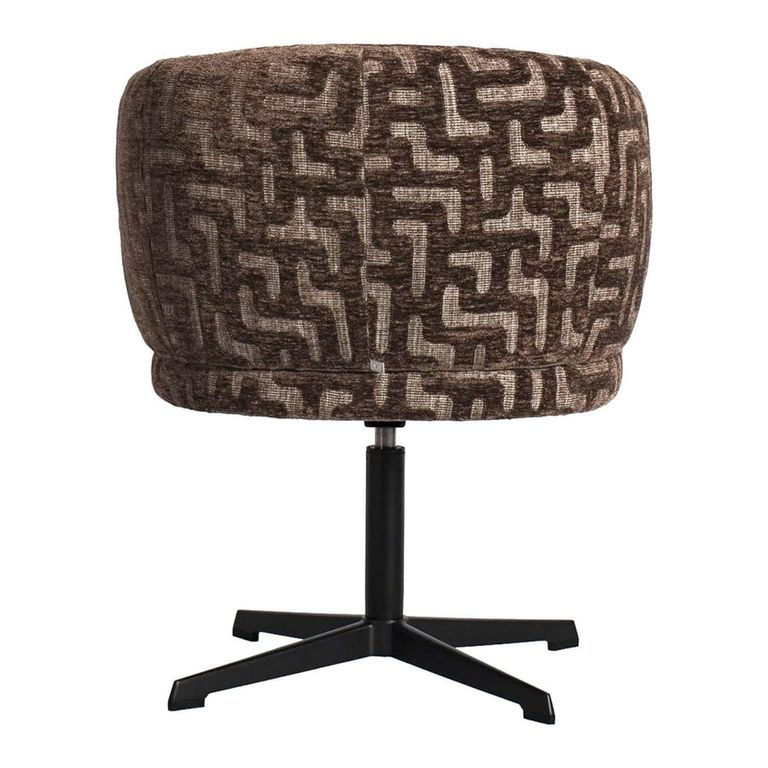 Dinan Swivel Dining Chair - Labyrinth - Brown - Fabric and Metal