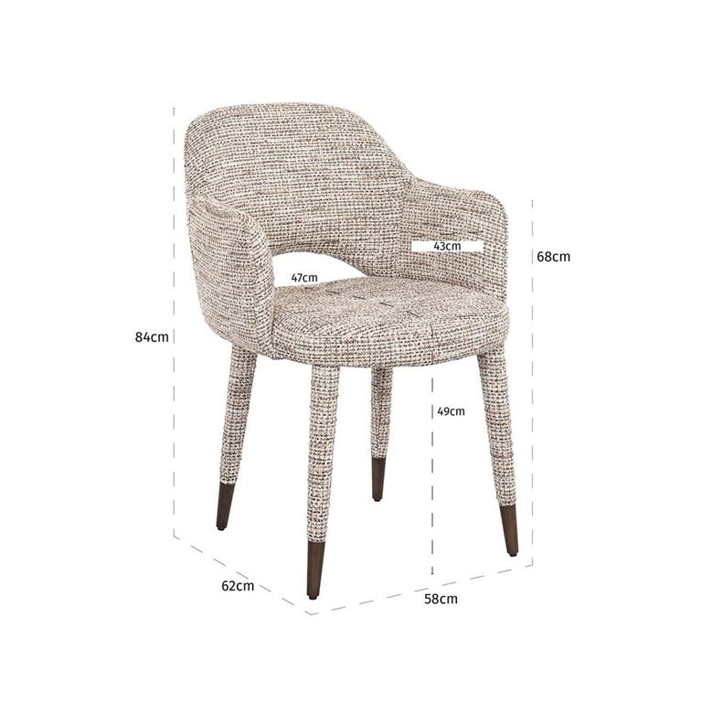 Donnatella Natural Fabric Dining Armchair