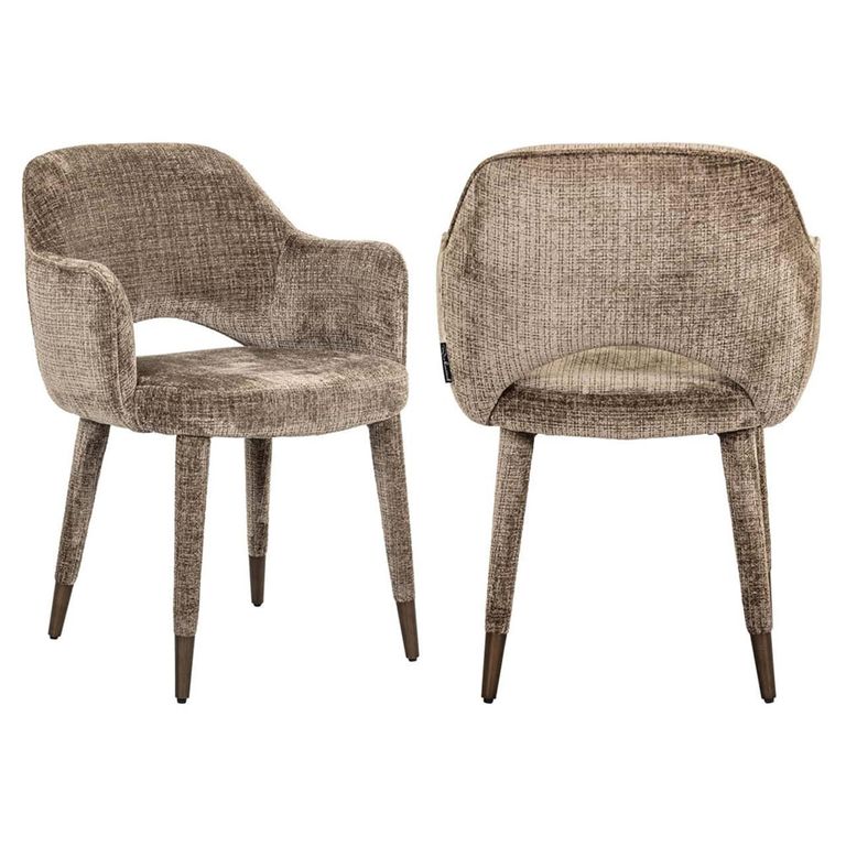 Donnatella Stone Chenille Fabric Dining Armchair