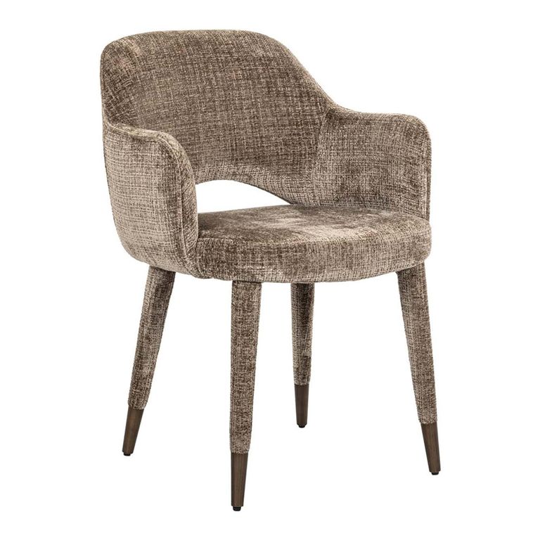 Donnatella Stone Chenille Fabric Dining Armchair