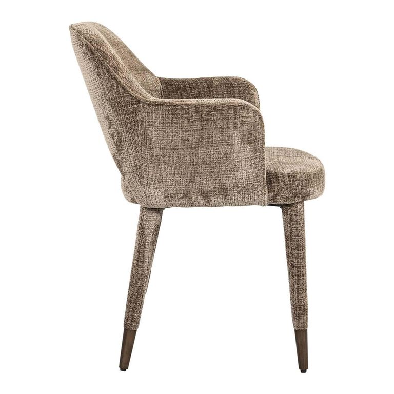 Donnatella Stone Chenille Fabric Dining Armchair