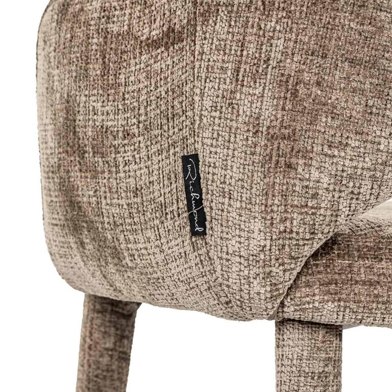 Donnatella Stone Chenille Fabric Dining Armchair