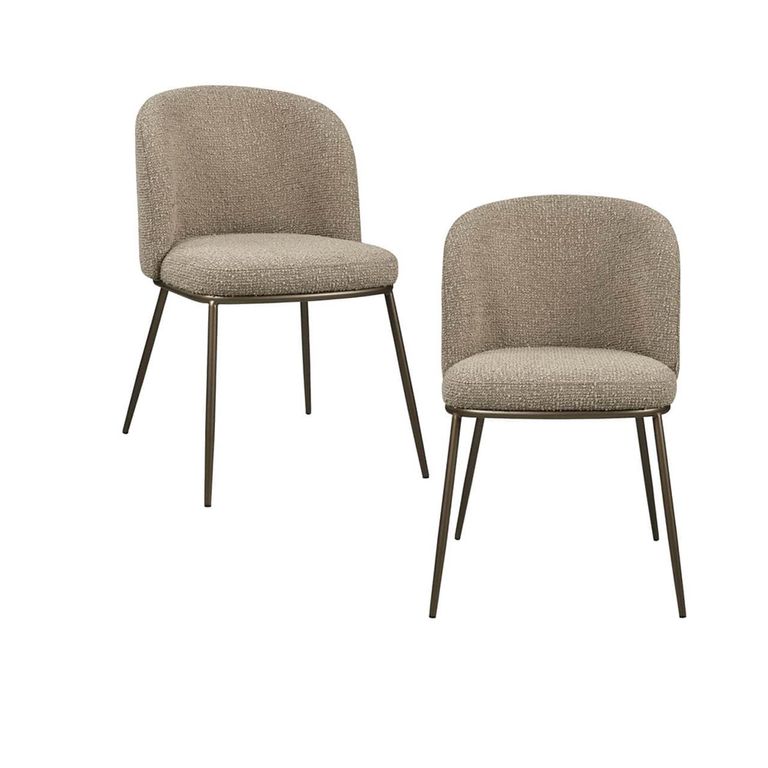 Elvi Dining Chair - Set of 2 - Mocca Chunky - Fabric and Metal