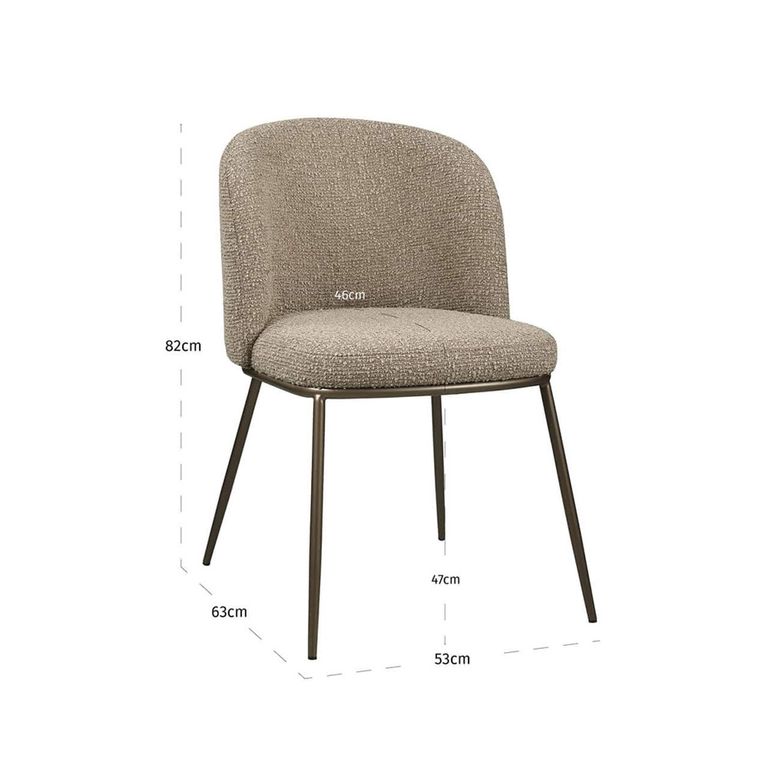 Elvi Dining Chair - Set of 2 - Mocca Chunky - Fabric and Metal