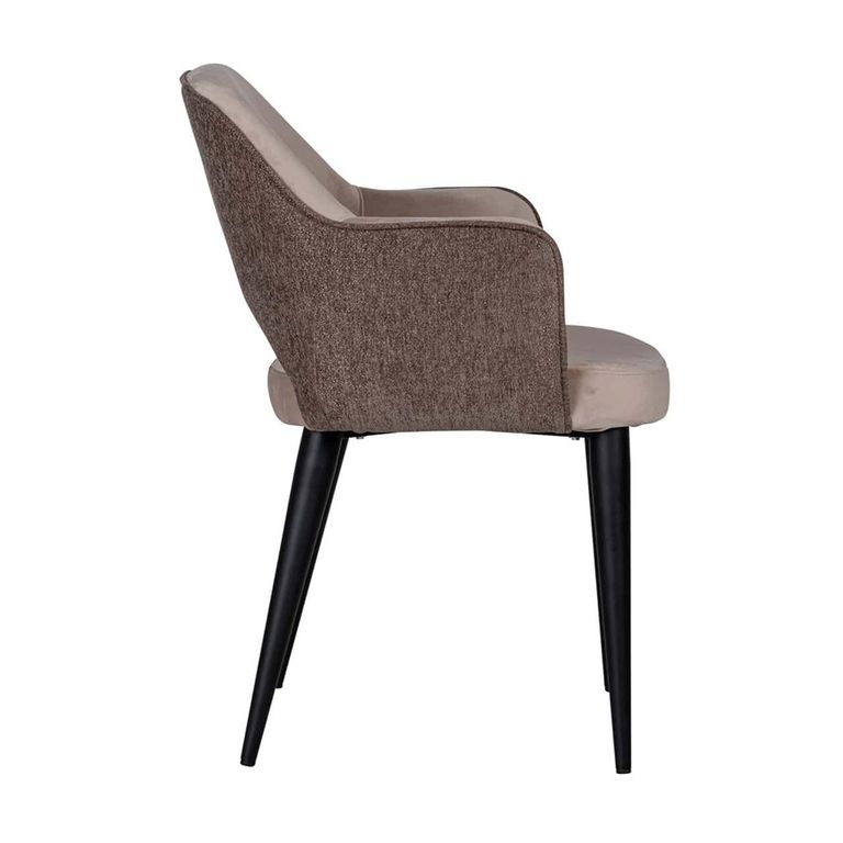 Giovanna Khaki Fabric Dining Armchair with Black Legs
