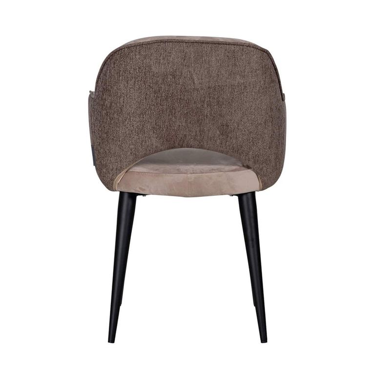 Giovanna Khaki Fabric Dining Armchair with Black Legs