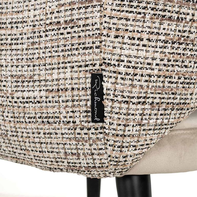 Giovanna Natural Khaki Fabric Dining Armchair with Black Legs