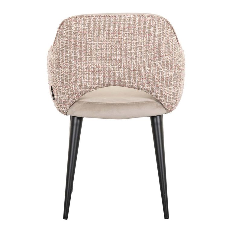 Giovanna Pink Khaki Fabric Dining Armchair with Black Legs