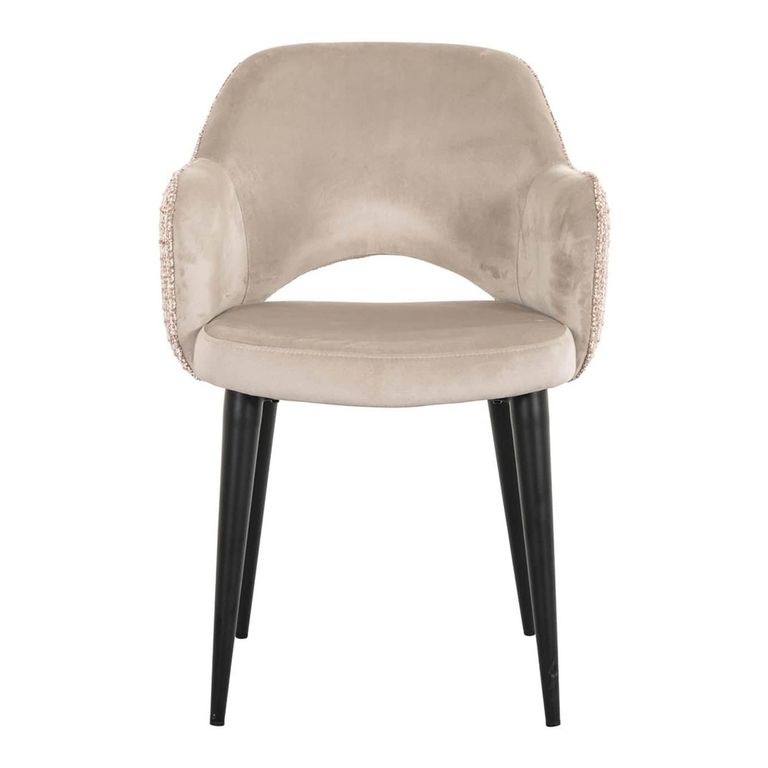 Giovanna Pink Khaki Fabric Dining Armchair with Black Legs