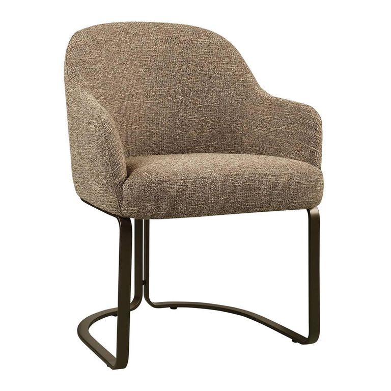 Hadley Dining Armchair - Cantilever Base - Brown Tweed - Fabric and Metal