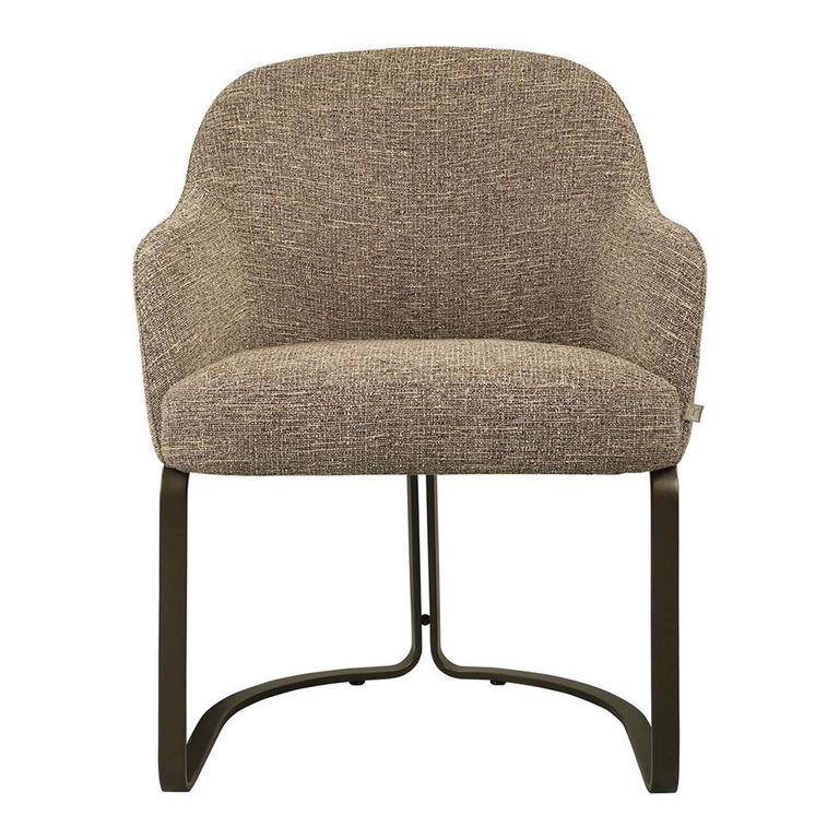 Hadley Dining Armchair - Cantilever Base - Brown Tweed - Fabric and Metal