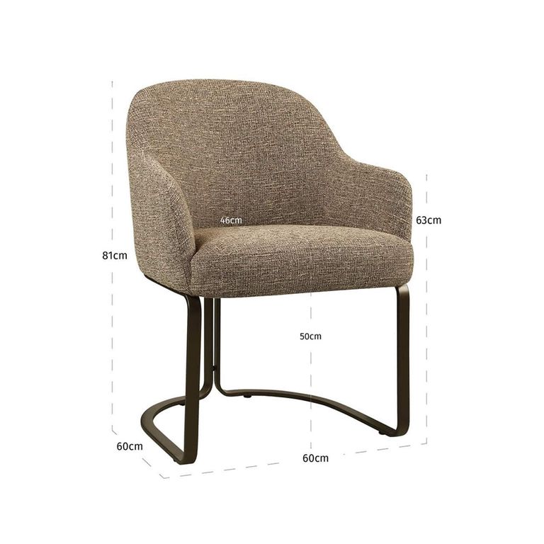 Hadley Dining Armchair - Cantilever Base - Brown Tweed - Fabric and Metal