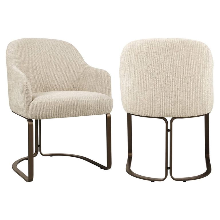 Hadley Dining Armchair - Cantilever Base - Natural Boldweave - Fabric and Metal