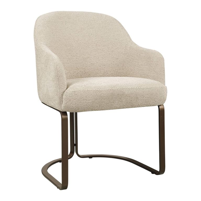Hadley Dining Armchair - Cantilever Base - Natural Boldweave - Fabric and Metal