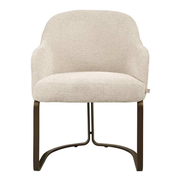 Hadley Dining Armchair - Cantilever Base - Natural Boldweave - Fabric and Metal