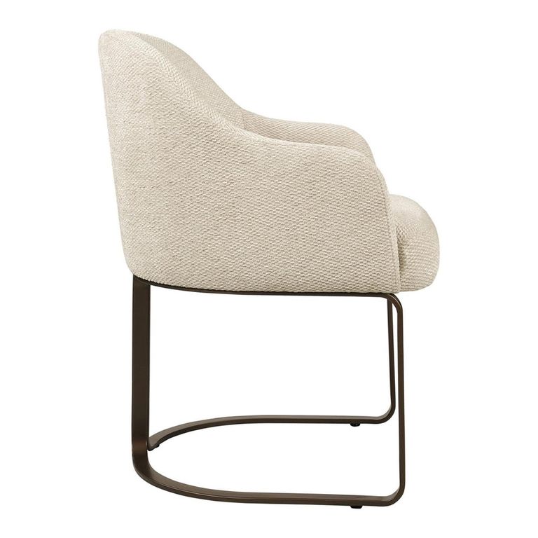 Hadley Dining Armchair - Cantilever Base - Natural Boldweave - Fabric and Metal