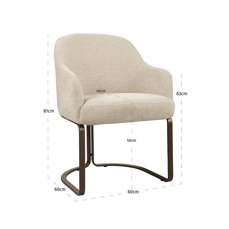 Hadley Dining Armchair - Cantilever Base - Natural Boldweave - Fabric and Metal