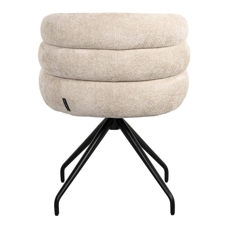 Kayla Cream Fabric Swivel Dining Chair with Black Legs