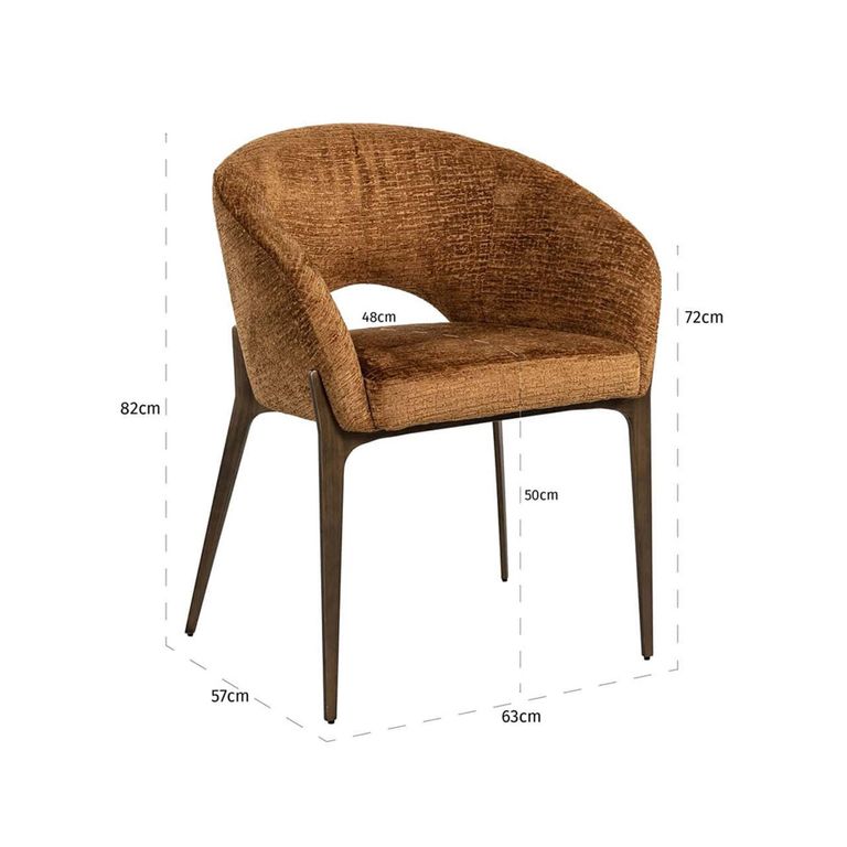 Kenzi Cognac Fabric Dining Chair