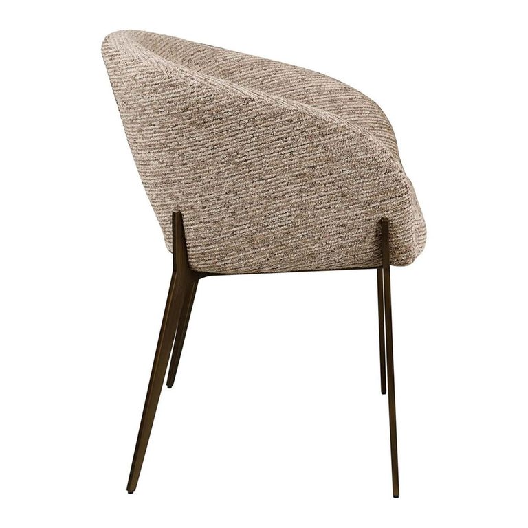 Kenzi Dining Chair - Curved Back - Mocca Linear - Fabric and Wood