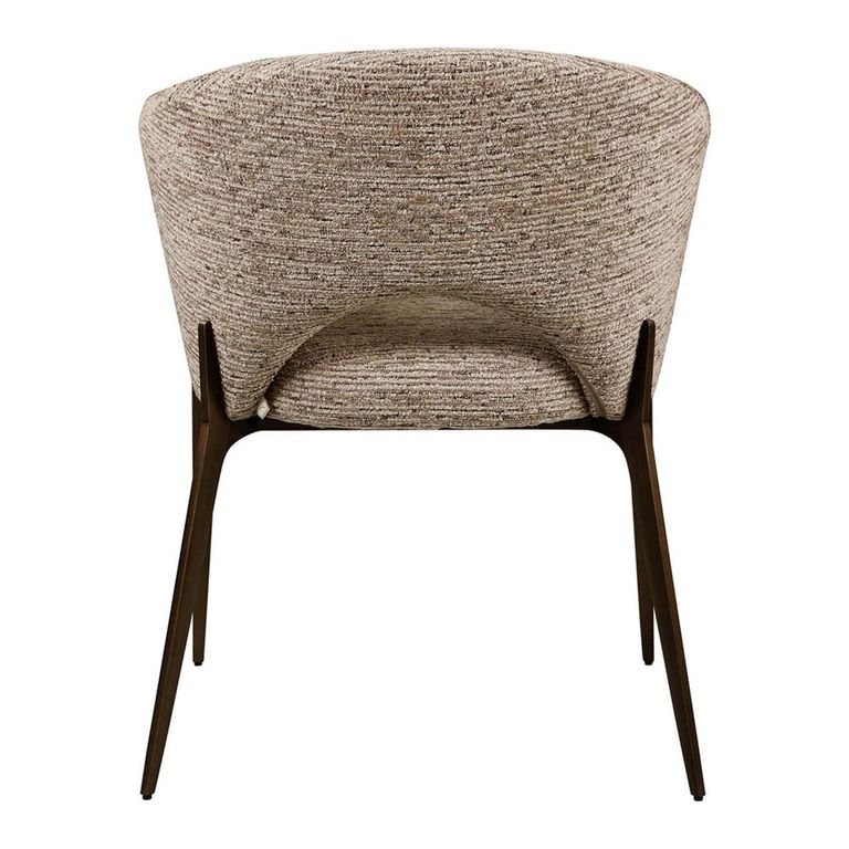 Kenzi Dining Chair - Curved Back - Mocca Linear - Fabric and Wood