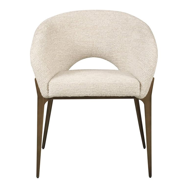 Kenzi Dining Chair - Curved Back - Natural Linear - Fabric and Wood