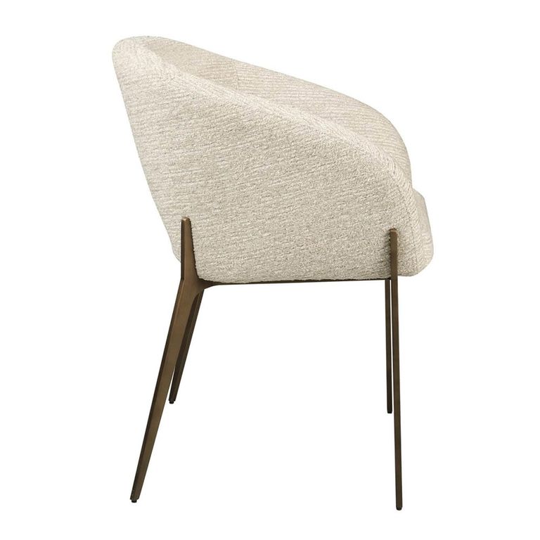 Kenzi Dining Chair - Curved Back - Natural Linear - Fabric and Wood