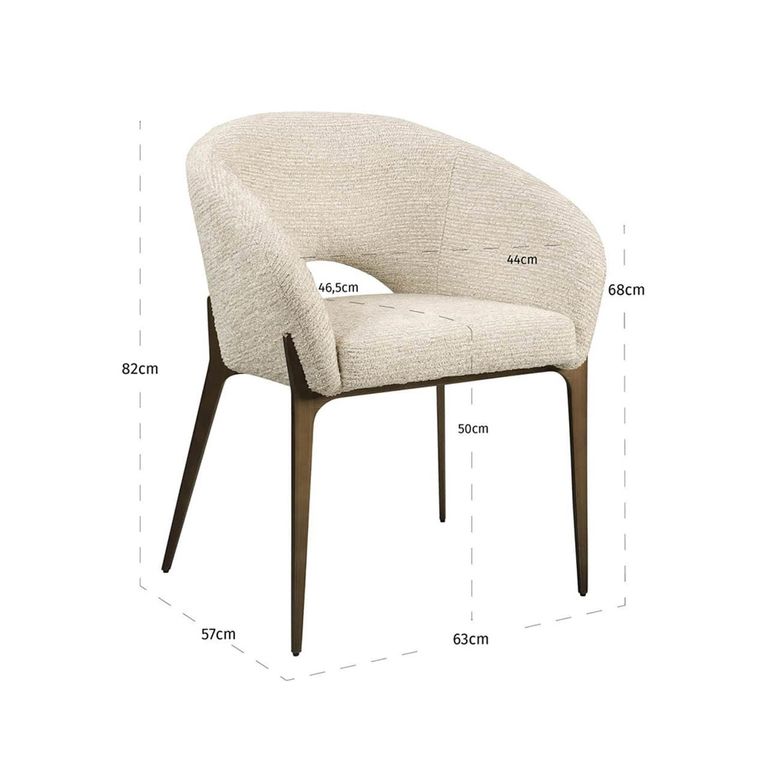 Kenzi Dining Chair - Curved Back - Natural Linear - Fabric and Wood