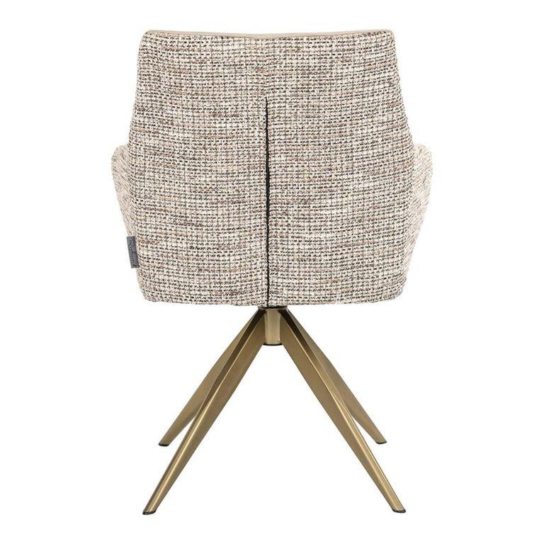 Lisonne Natural Khaki Velvet Fabric Swivel Dining Chair with Brushed Gold Legs