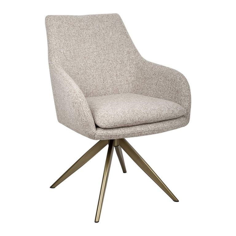 Lisonne Swivel Dining Armchair - Sand - Fabric and Metal